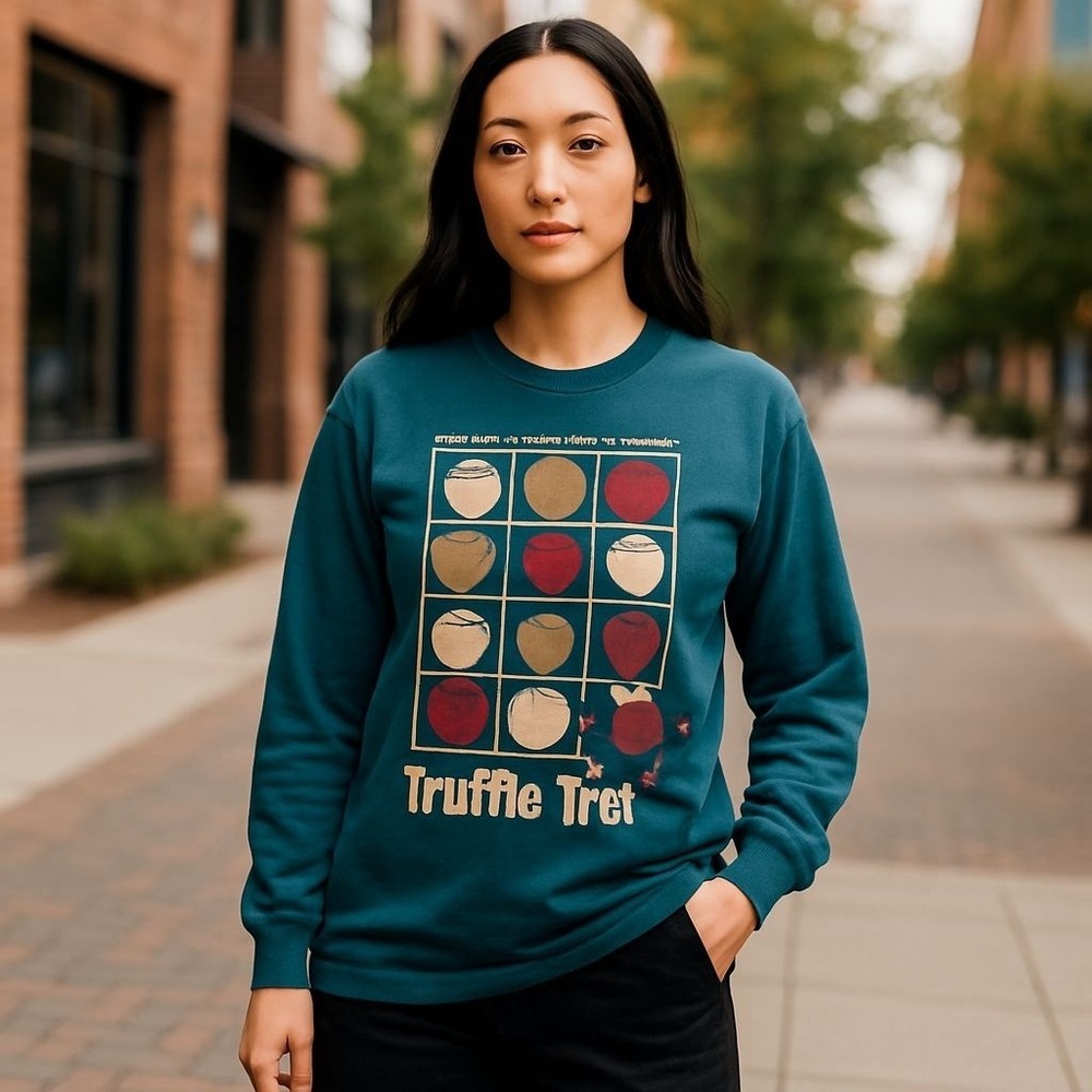 Vintage 1996 Oneita Truffle Trot Long Sleeve T-Shirt Teal Green Large USA Made